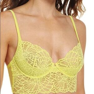 Josie Natori Bardot Lace Bra citrus Yellow  32b/c